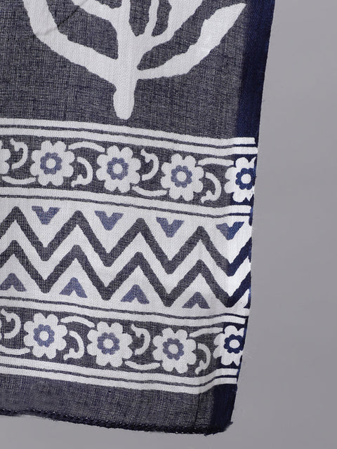 Women Plus Size Navy Blue floral Printed Kurta And Palazzo With Dupatta