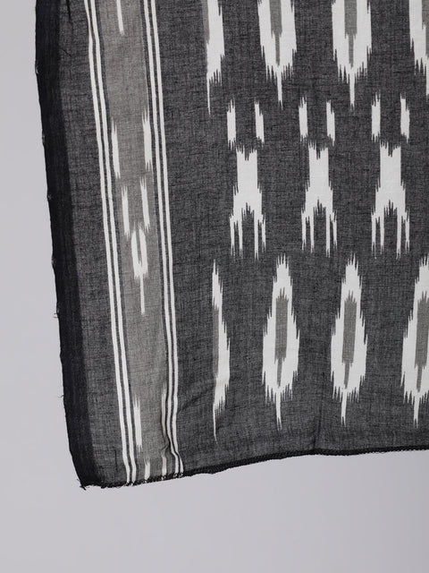 Women Plus Size Black Printed Straight Kurta With Plazo & Dupatta