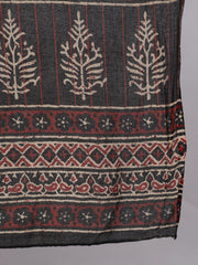 Women Plus Size Black Printed Straight Kurta With Plazo & Dupatta