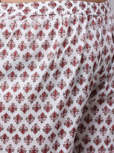 Women Plus Size Brown Printed Kurta And Palazzo With Dupatta