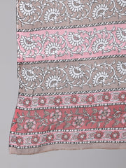 Women Plus Size Brown Printed Kurta And Palazzo With Dupatta