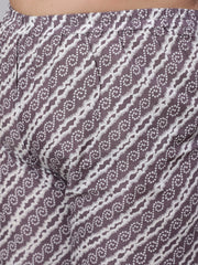 Women Plus Size Grey Printed Kurta And Palazzo With Dupatta