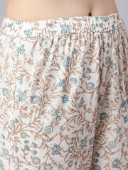 Women Off- White Embroidered Straight Kurta With Traouser And Dupatta