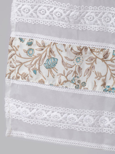 Women Off- White Embroidered Straight Kurta With Traouser And Dupatta